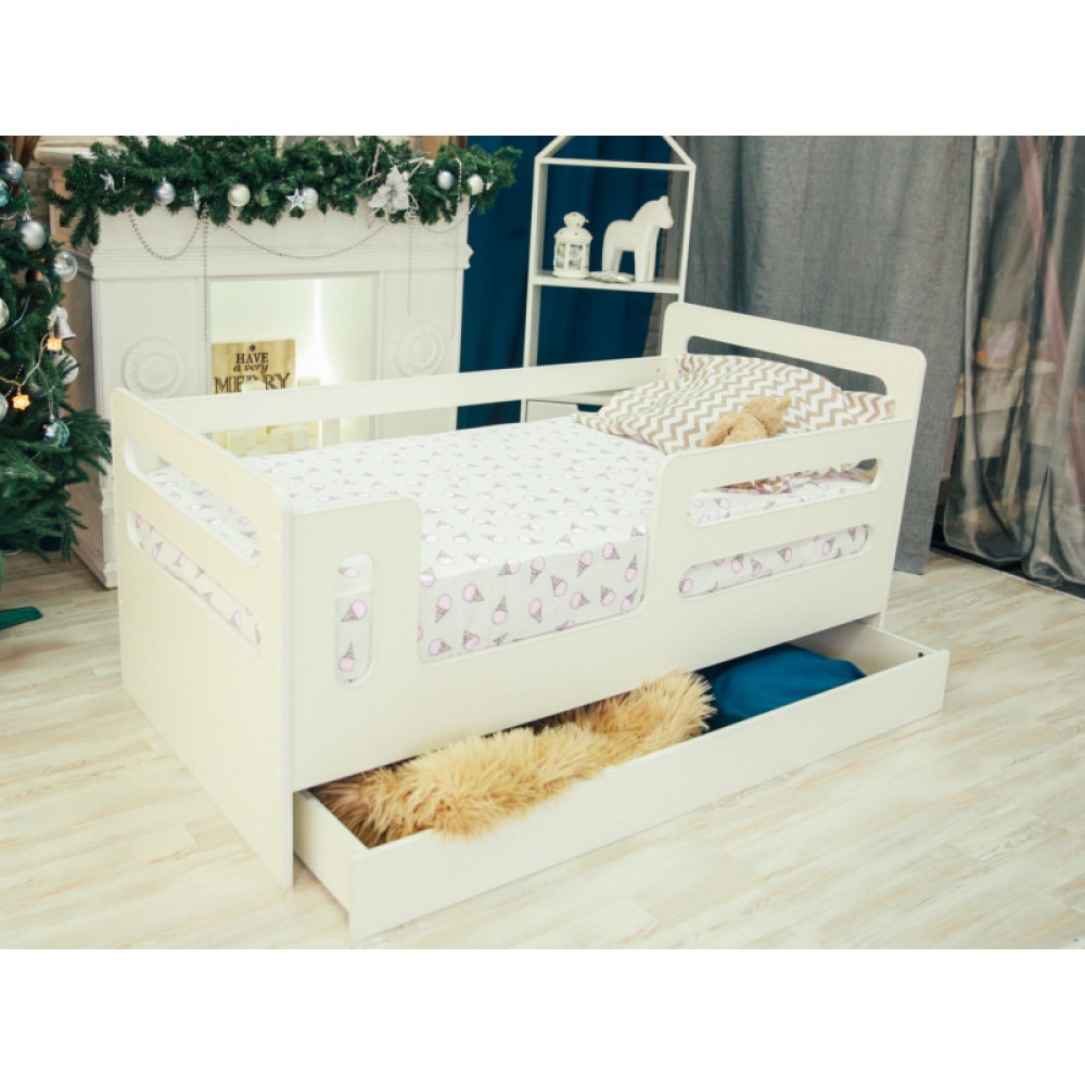 кровать детская с ящиками и бортиком от 4 лет