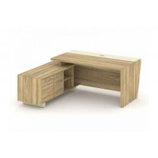Стол руководителя с тумбой Corner COR.SRT-18 (L) Гикори Песочный/Ваниль