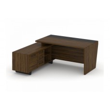 Стол руководителя с тумбой Corner COR.SRT-18 (L) Орех Лоренцо/Графит