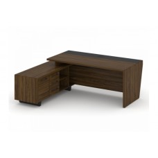 Стол руководителя с тумбой Corner COR.SRT-20 (L) Орех Лоренцо/Графит