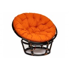 Кресло Papasan 23/01 W с подушкой Antique brown, ткань Оранжевый